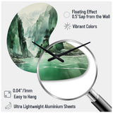 Green 0 Cliff Glacial Symmetry I - Asymmetric Metal Wall Clock