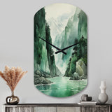 Green 0 Cliff Glacial Symmetry I - Asymmetric Metal Wall Clock