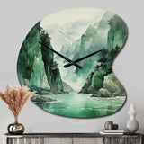 Green 0 Cliff Glacial Symmetry I - Asymmetric Metal Wall Clock