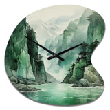 Green 0 Cliff Glacial Symmetry I - Asymmetric Metal Wall Clock