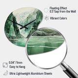 Green 0 Cliff Glacial Symmetry I - Asymmetric Metal Wall Clock