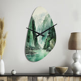 Green 0 Cliff Glacial Symmetry I - Asymmetric Metal Wall Clock