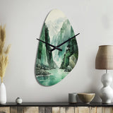 Green 0 Cliff Glacial Symmetry I - Asymmetric Metal Wall Clock
