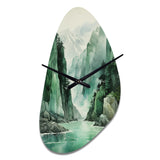 Green 0 Cliff Glacial Symmetry I - Asymmetric Metal Wall Clock