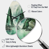 Green 0 Cliff Glacial Symmetry I - Asymmetric Metal Wall Clock