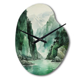 Green 0 Cliff Glacial Symmetry I - Asymmetric Metal Wall Clock