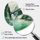 Green 0 Cliff Glacial Symmetry I - Asymmetric Metal Wall Clock