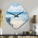 Coastal Minimalism Beach Fence II - Asymmetric Metal Wall Clock