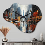 Cityscape Collage VI - Asymmetric Metal Wall Clock