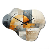 Gold Grey Gleaming Geometry VI - Asymmetric Metal Wall Clock