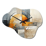Gold Grey Gleaming Geometry VI - Asymmetric Metal Wall Clock