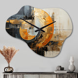 Gold Grey Gleaming Geometry VII - Asymmetric Metal Wall Clock