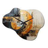 Gold Grey Gleaming Geometry VII - Asymmetric Metal Wall Clock