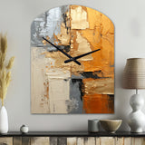 Gold Grey Gleaming Geometry XV - Asymmetric Metal Wall Clock