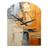 Gold Grey Gleaming Geometry XV - Asymmetric Metal Wall Clock