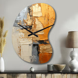 Gold Grey Gleaming Geometry XV - Asymmetric Metal Wall Clock