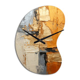 Gold Grey Gleaming Geometry XV - Asymmetric Metal Wall Clock