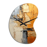 Gold Grey Gleaming Geometry XV - Asymmetric Metal Wall Clock