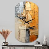 Gold Grey Gleaming Geometry XV - Asymmetric Metal Wall Clock