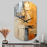 Gold Grey Gleaming Geometry XV - Asymmetric Metal Wall Clock