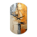 Gold Grey Gleaming Geometry XV - Asymmetric Metal Wall Clock