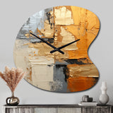 Gold Grey Gleaming Geometry XV - Asymmetric Metal Wall Clock
