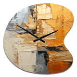 Gold Grey Gleaming Geometry XV - Asymmetric Metal Wall Clock