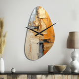 Gold Grey Gleaming Geometry XV - Asymmetric Metal Wall Clock