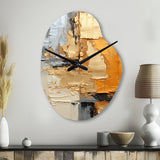 Gold Grey Gleaming Geometry XV - Asymmetric Metal Wall Clock