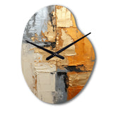Gold Grey Gleaming Geometry XV - Asymmetric Metal Wall Clock