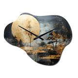 Gold Grey Golden Gleam I - Asymmetric Metal Wall Clock