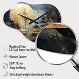 Gold Grey Golden Gleam I - Asymmetric Metal Wall Clock