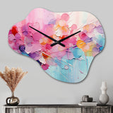 Pink Blue Pastel Patchwork - Asymmetric Metal Wall Clock