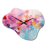 Pink Blue Pastel Patchwork - Asymmetric Metal Wall Clock