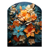 Orange Blue Tropical Tangle III - Asymmetric Metal Wall Clock