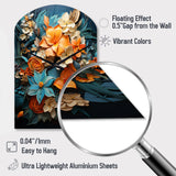 Orange Blue Tropical Tangle III - Asymmetric Metal Wall Clock