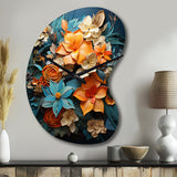 Orange Blue Tropical Tangle III - Asymmetric Metal Wall Clock