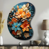 Orange Blue Tropical Tangle III - Asymmetric Metal Wall Clock