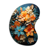 Orange Blue Tropical Tangle III - Asymmetric Metal Wall Clock