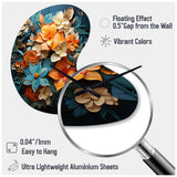 Orange Blue Tropical Tangle III - Asymmetric Metal Wall Clock
