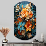Orange Blue Tropical Tangle III - Asymmetric Metal Wall Clock