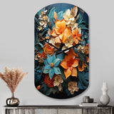 Orange Blue Tropical Tangle III - Asymmetric Metal Wall Clock