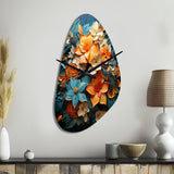 Orange Blue Tropical Tangle III - Asymmetric Metal Wall Clock