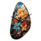 Orange Blue Tropical Tangle III - Asymmetric Metal Wall Clock