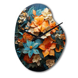 Orange Blue Tropical Tangle III - Asymmetric Metal Wall Clock
