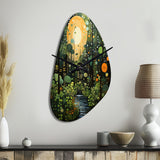Green Yellow Urban Jungle I - Asymmetric Metal Wall Clock