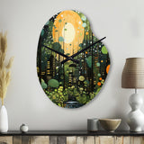 Green Yellow Urban Jungle I - Asymmetric Metal Wall Clock