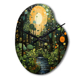 Green Yellow Urban Jungle I - Asymmetric Metal Wall Clock