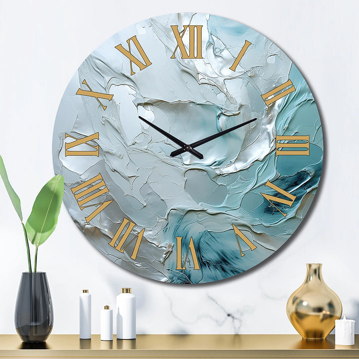 Designart Silver Shimmer - Landscapes Metal Wall Clock