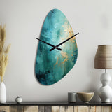 Teal Oasis III - Asymmetric Metal Wall Clock
